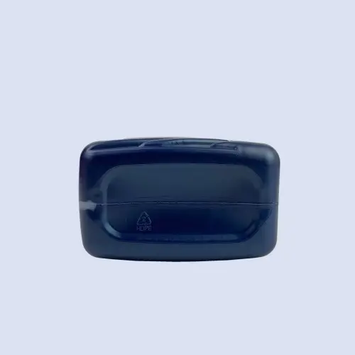 Bottom view of blue HDPE car engine oil bottle container