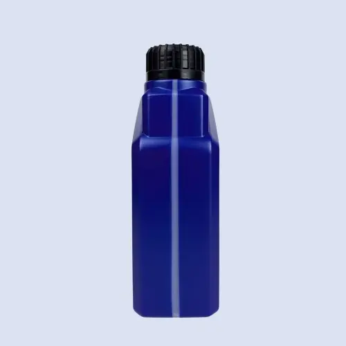 Side profile of blue lubricant bottle with narrow body design