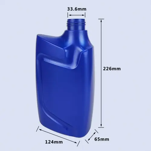 Blue motor oil bottle dimensions showing 226mm height and bottle size