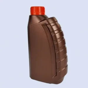Brown HDPE lubricant bottle with ribbed side grip for engine oil packaging