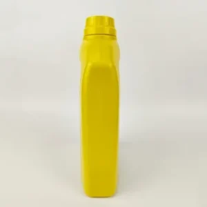 Side profile of 1 liter engine oil bottle with integrated handle design.