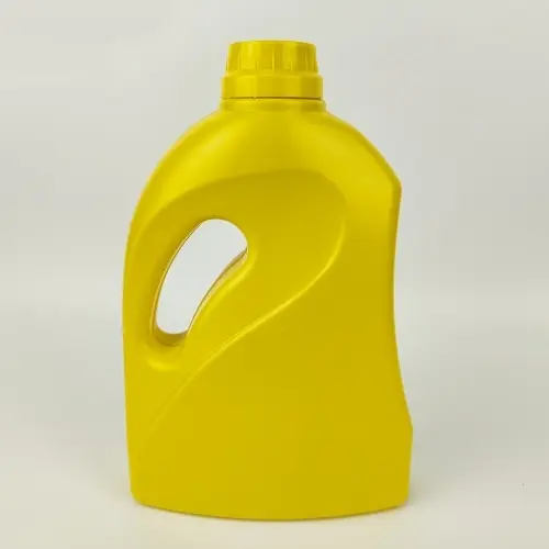 Front view of 1 liter engine oil bottle container with ergonomic handle.