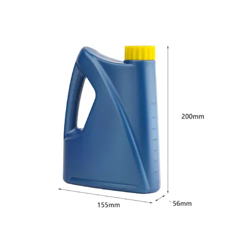 Engine oil jug with handle dimensions showing 200mm height and container size