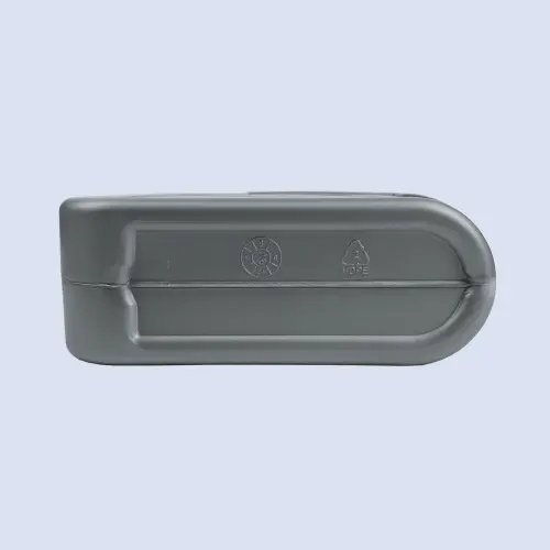 Bottom view of gray HDPE engine oil bottle container