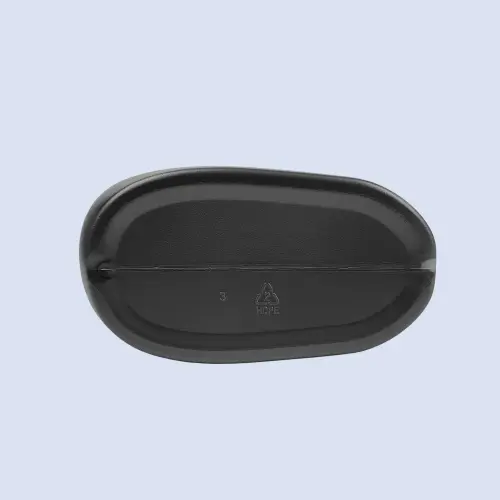 Bottom view of gray HDPE engine oil bottle container