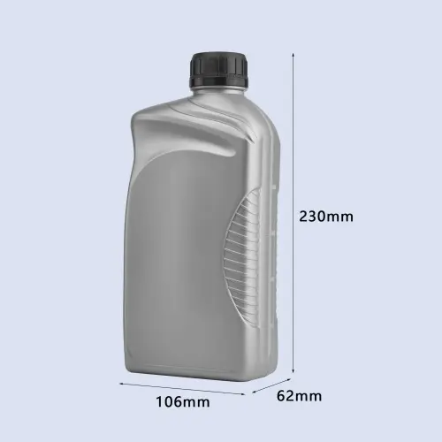 Gray side grip oil bottle dimensions showing 230mm height and container size