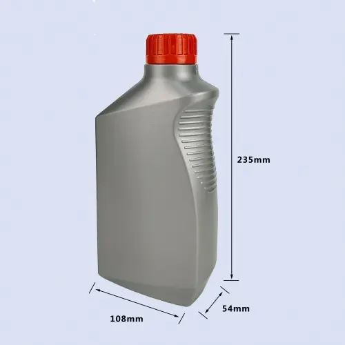 Gray side grip oil bottle dimensions showing 235mm height and bottle size
