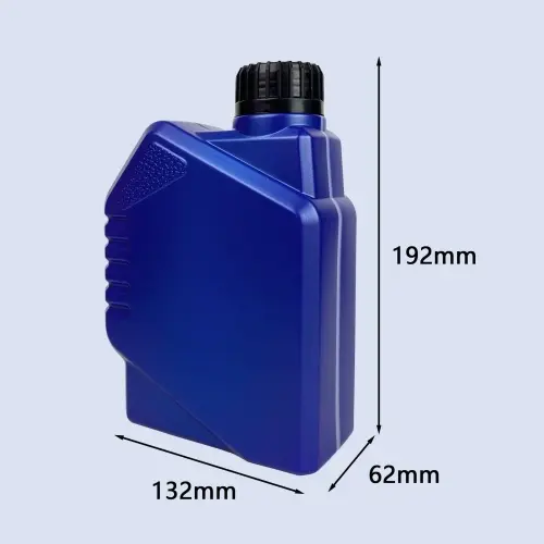 Blue HDPE engine oil bottle dimensions showing 192mm height and bottle size