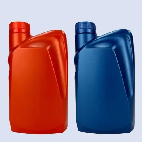 HDPE lubricant oil bottles available in red and blue color options