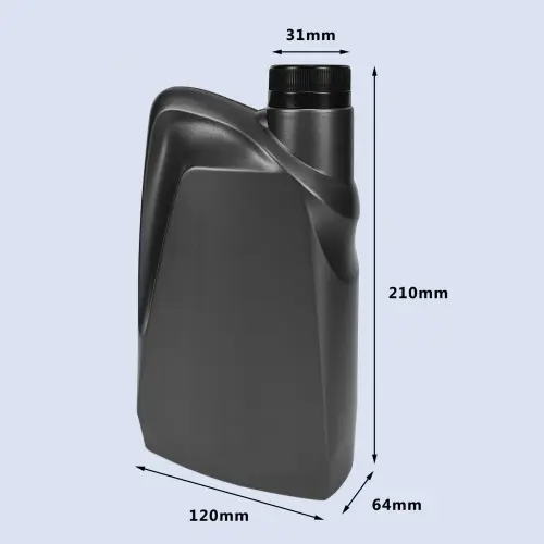 HDPE lubricant bottle dimensions showing 210mm height and container size