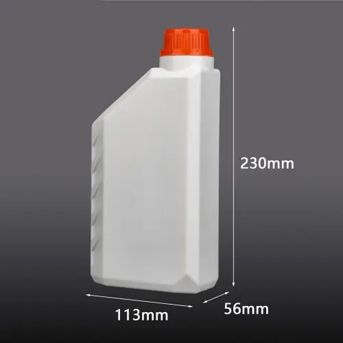 1 liter lubricant oil bottle dimensions showing 230mm height and 113mm width.