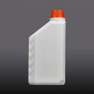 Side view of 1 liter lubricant oil bottle for automotive oil packaging.