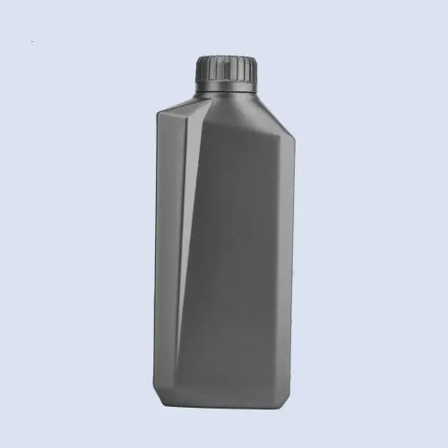 Front view of 1 liter HDPE engine oil bottle for motorcycle lubricants.