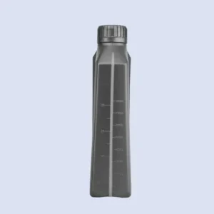1 liter motorcycle engine oil bottle measuring side Side view of 1 liter HDPE motorcycle engine oil bottle with measuring scale.