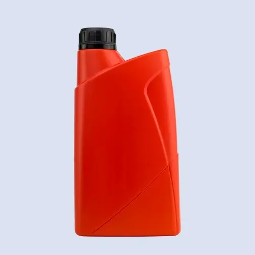 Red 1 liter engine oil degreaser bottle with black screw cap front view