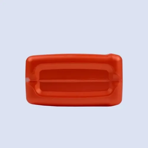 Bottom view of red HDPE engine oil bottle container