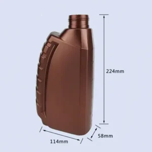 Brown square lubricant bottle dimensions showing 224mm height and compact design