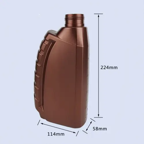 Brown square lubricant bottle dimensions showing 224mm height and compact design