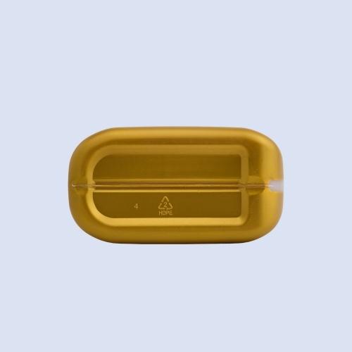 Bottom view of yellow HDPE engine oil jerry can container