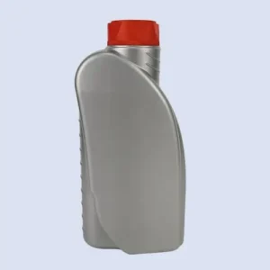 Front view of 1000ml HDPE engine oil bottle with red cap.