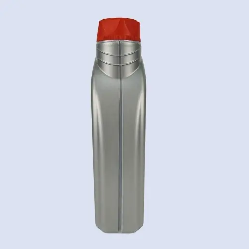 Side view of 1000ml HDPE engine oil bottle with ergonomic design.