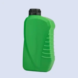 Front view of 1000ml green HDPE engine oil bottle with ergonomic side grip.