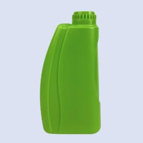 Side profile of 1000ml HDPE lubricant bottle with ergonomic curved shape.