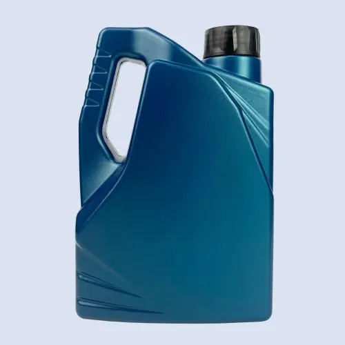 Blue 1.5 liter HDPE engine oil bottle with integrated handle for automotive lubricant packaging.
