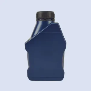 Front view of blue 1 liter HDPE engine oil plastic bottle for motor oil packaging