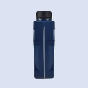 blue hdpe oil bottle side profile Side profile view of blue HDPE engine oil bottle