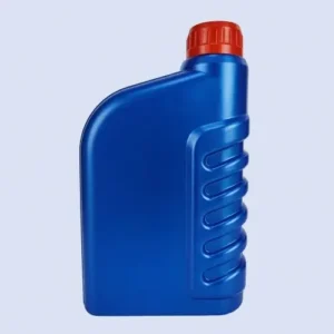 Side view of blue 1 liter HDPE lubricant packaging bottleSide view of blue 1 liter HDPE lubricant packaging bottle