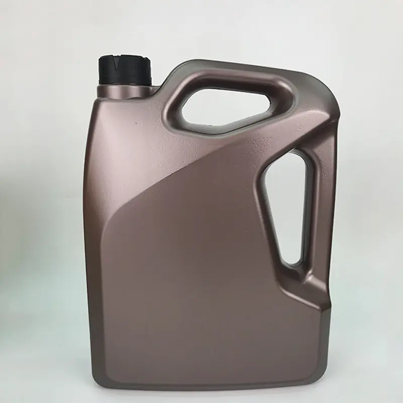 Bronze 3.5 liter HDPE motor oil bottle with double handle for automotive lubricant packaging.
