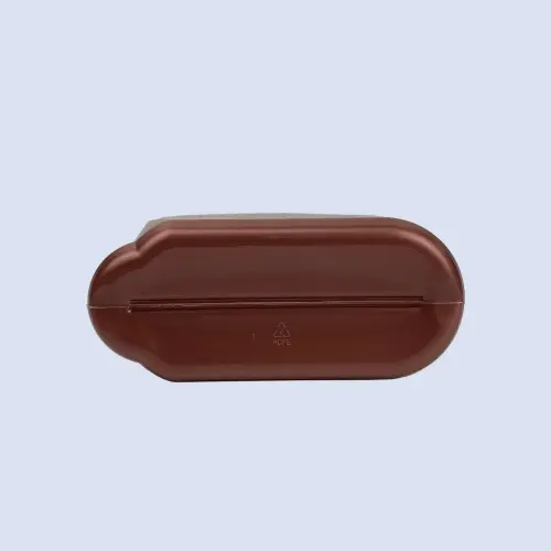 Bottom view of brown 1.5 liter HDPE oil bottle for lubricant and engine oil storage.