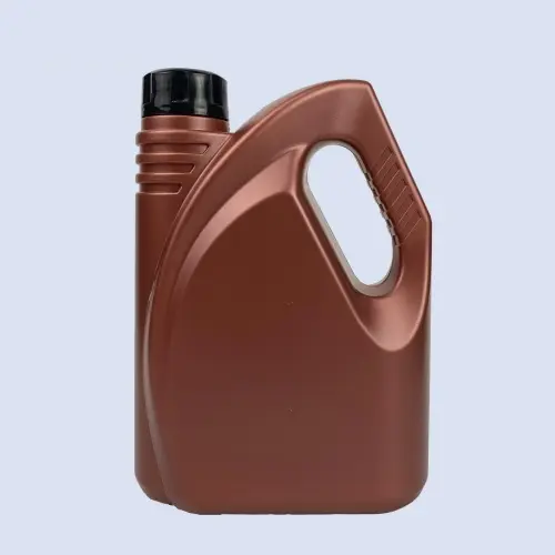 Brown 1.5 liter PE motor oil bottle with integrated handle for lubricant and automotive oil packaging.