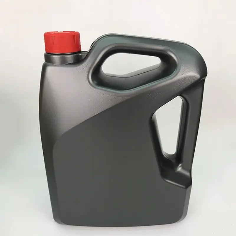 Dark gray 3.5 liter HDPE engine oil bottle with double handle and screw cap.