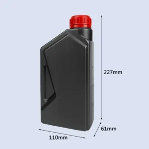 engine-oil-bottle-dimensions-227mm Dimension diagram of 1L engine oil bottle measuring 227mm height, 110mm width and 61mm depth