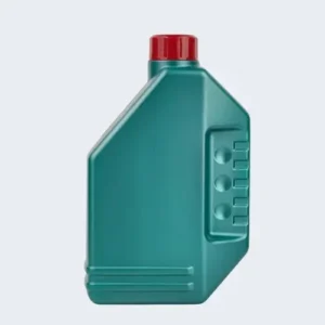 Front view of 1 liter flat HDPE lubricant packaging bottle