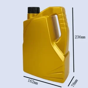 gold 2 liter hdpe lubricant container dimension view Gold 2 liter HDPE lubricant container with ergonomic handle and dimension specifications.