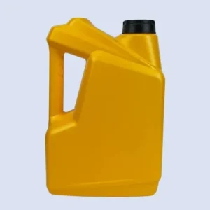 Front view of a gold 3.5 liter HDPE automotive oil bottle designed for lubricant packaging.