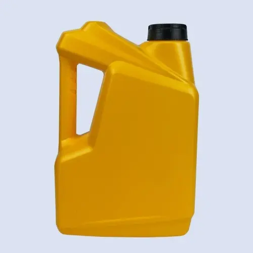 Front view of a gold 3.5 liter HDPE automotive oil bottle designed for lubricant packaging.