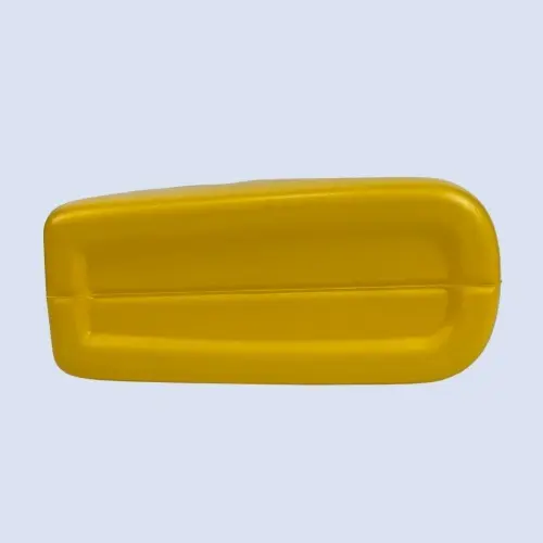 Bottom view of a gold 3.5 liter HDPE lubricant bottle designed for engine oil packaging.