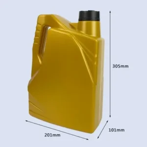 gold 4 liter motor oil bottle dimensions Gold 4 liter HDPE motor oil bottle with ergonomic handle and product dimensions.