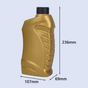 gold oil bottle dimension layout Dimension layout of 1 liter gold engine oil bottle measuring 236mm by 107mm
