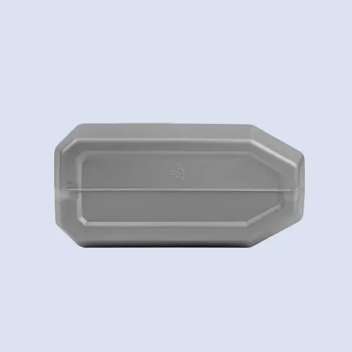 Bottom view of gray 2 liter HDPE engine oil bottle designed for lubricant packaging.