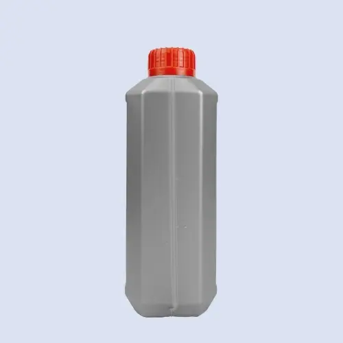 Gray 2 liter HDPE lubricant container with integrated handle for engine oil packaging.