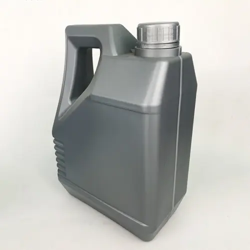 Gray 3.5 liter HDPE engine oil bottle with single handle for automotive lubricant packaging.