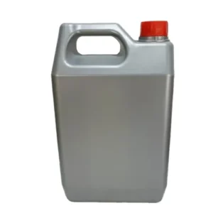Gray 5 liter HDPE engine oil plastic bottle with built-in handle for automotive lubricant packaging.