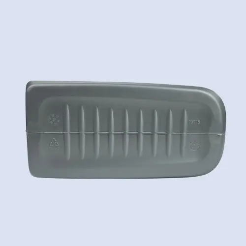Bottom view of a gray 5 liter HDPE engine oil bottle for lubricant packaging applications.