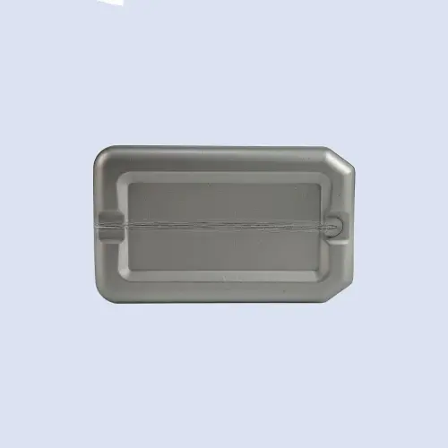 Bottom view of gray HDPE lubricant packaging bottle