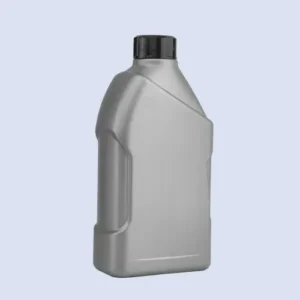 Front view of gray 1 liter HDPE lubricant packaging bottle with screw cap